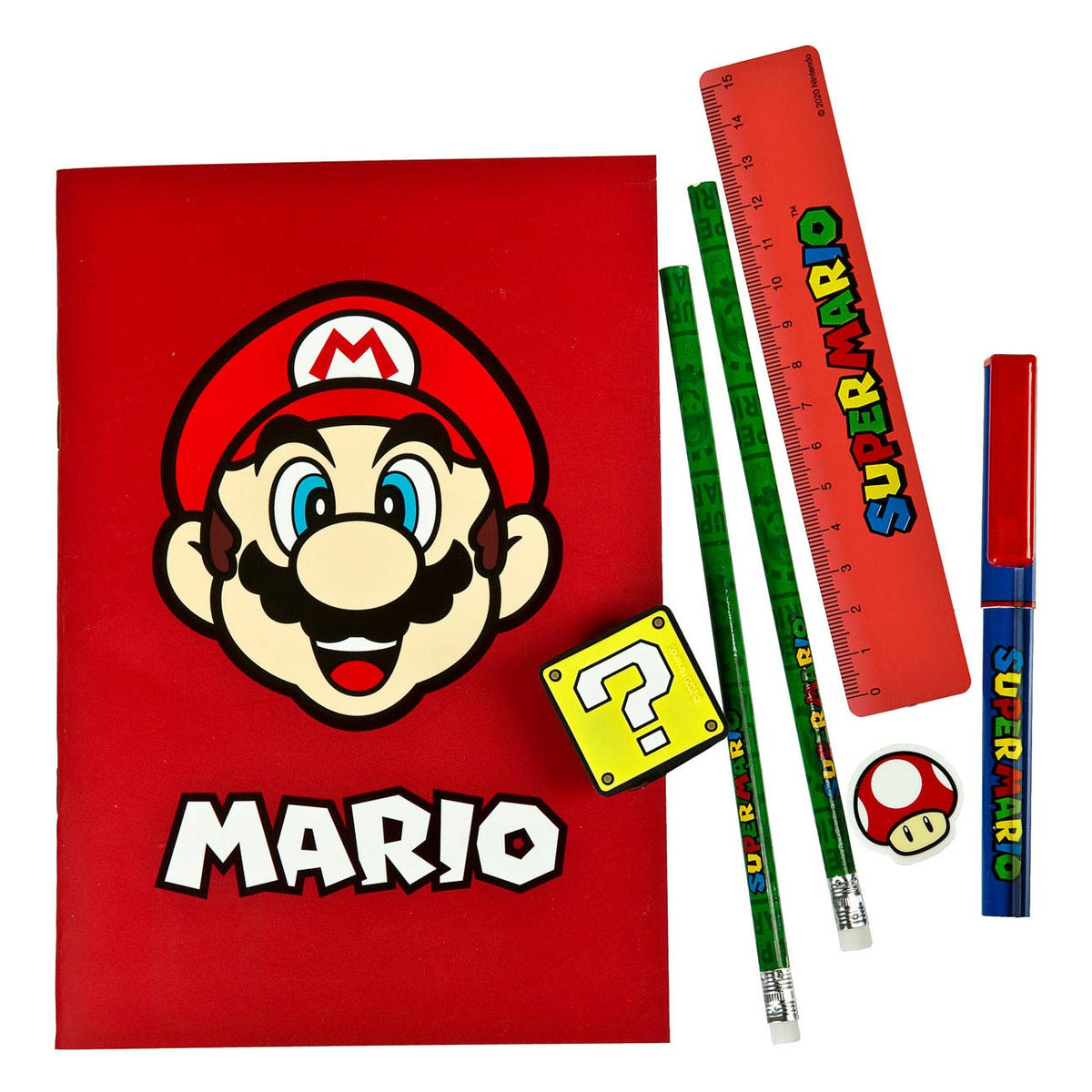 Super Mario Schreibset, 7-teilig.
