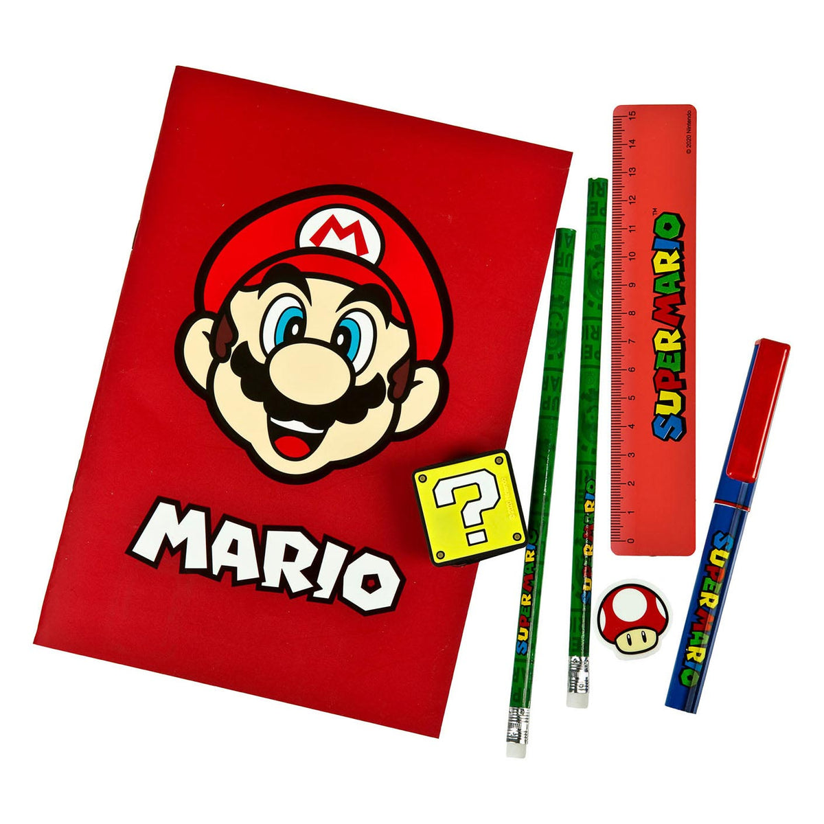 Super Mario Schreibset, 7-teilig.