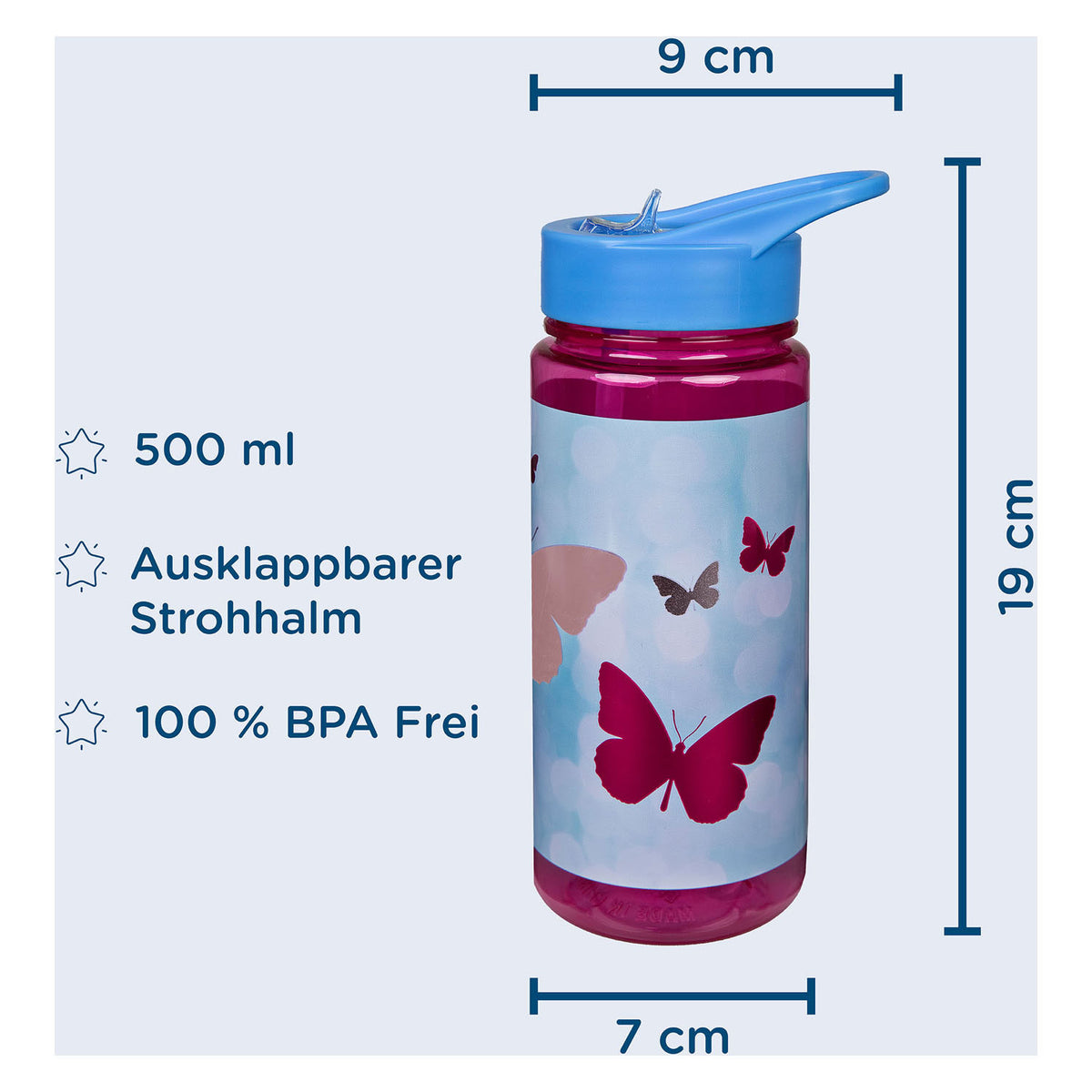 Undercover Aero Trinkflasche mit Schmetterlingsmotiv, 500 ml