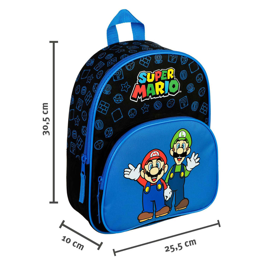 Undercover rugzak met voorvak super mario blauw