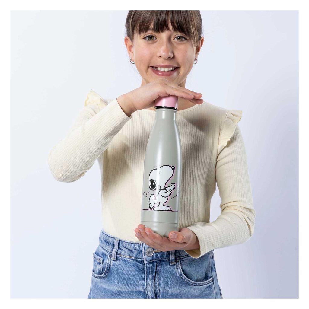 Undercover drinkfles snoopy 500ml geïsoleerd met schroefdop roze.
