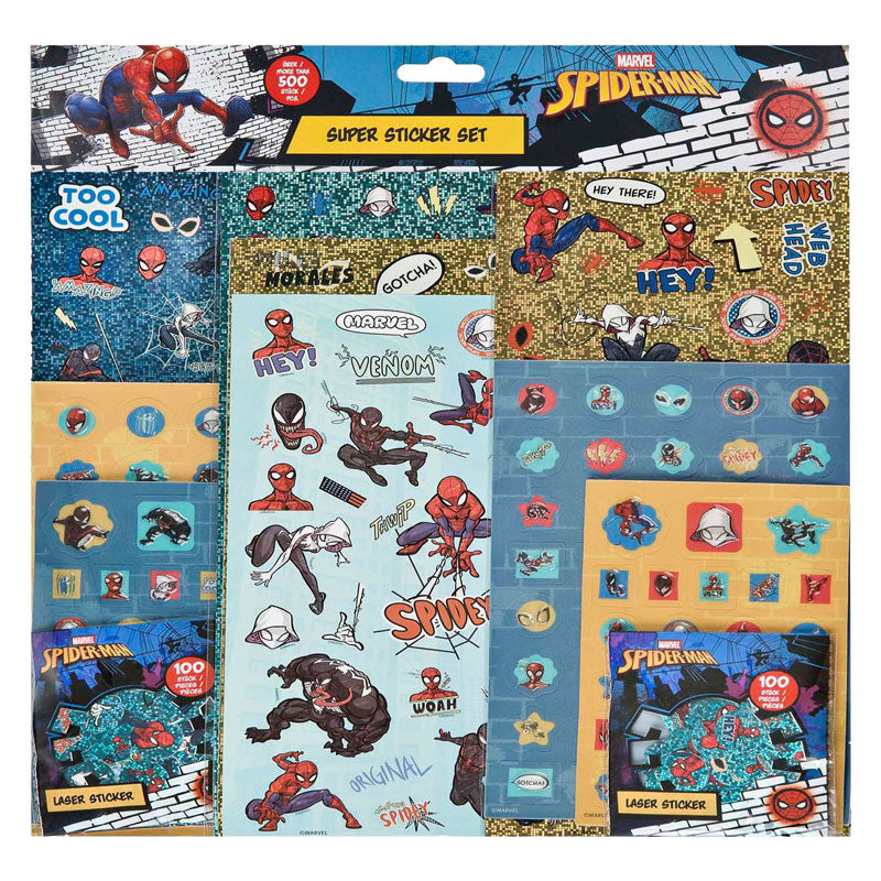 Undercover super sticker set spiderman - 500+st..