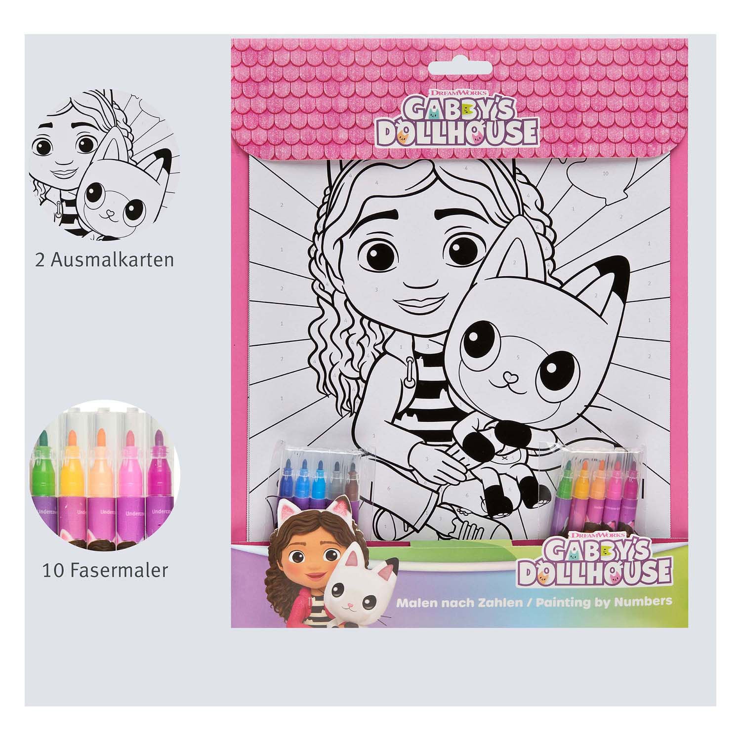 Undercover kleuren op nummer set gabby's poppenhuis
