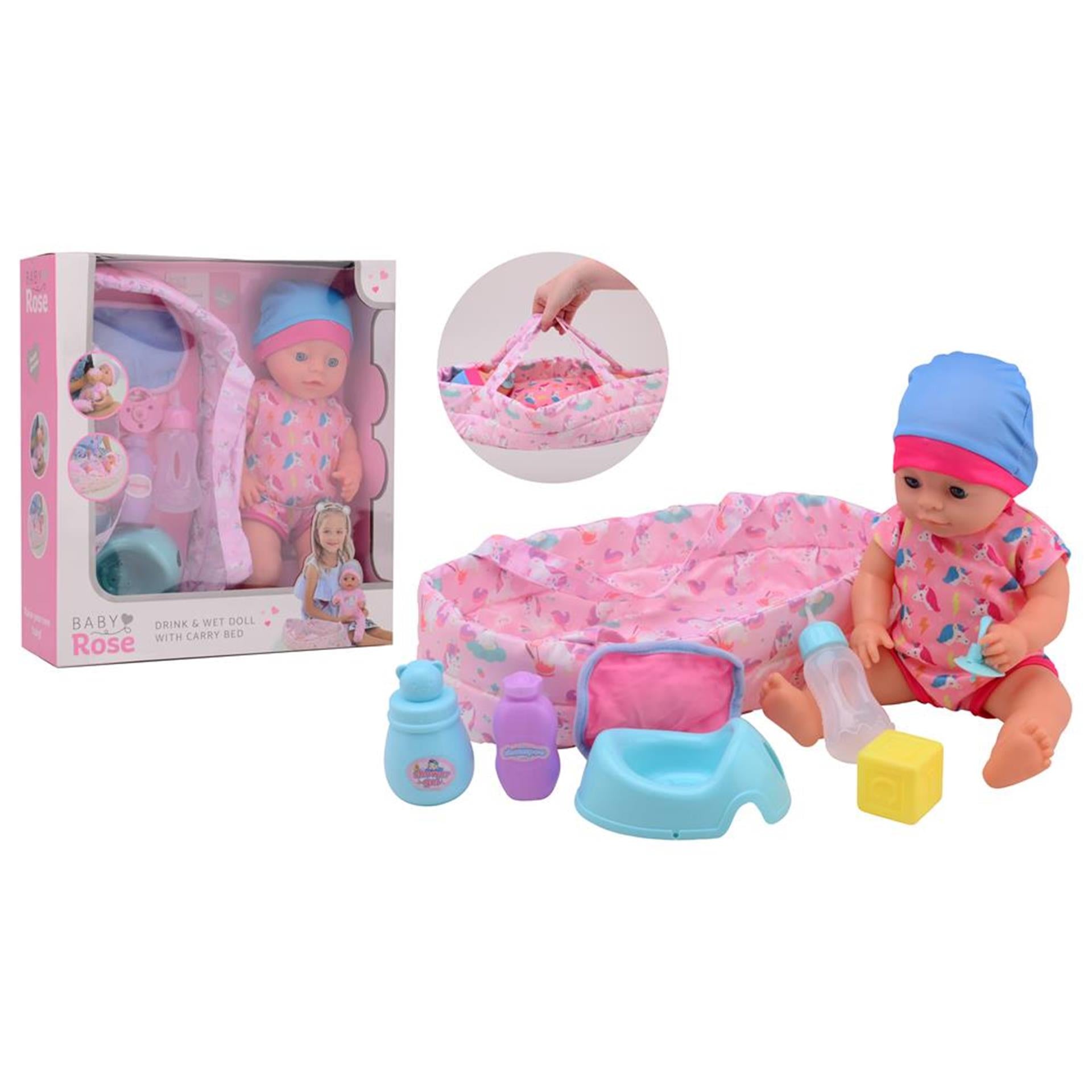 Baby Rose -Trinken Plas Babypuppe, 35 cm