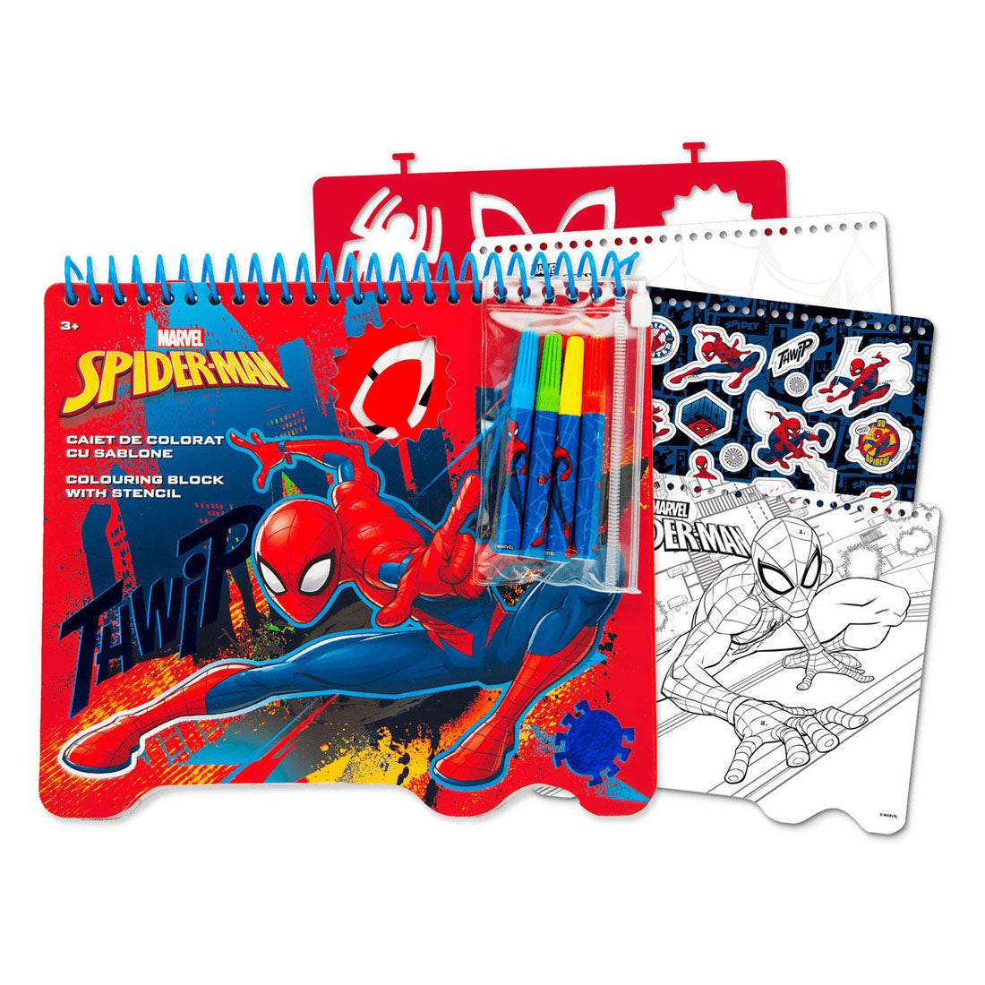 Toyland Spiderman Malblock mit Stiften und Schablonen