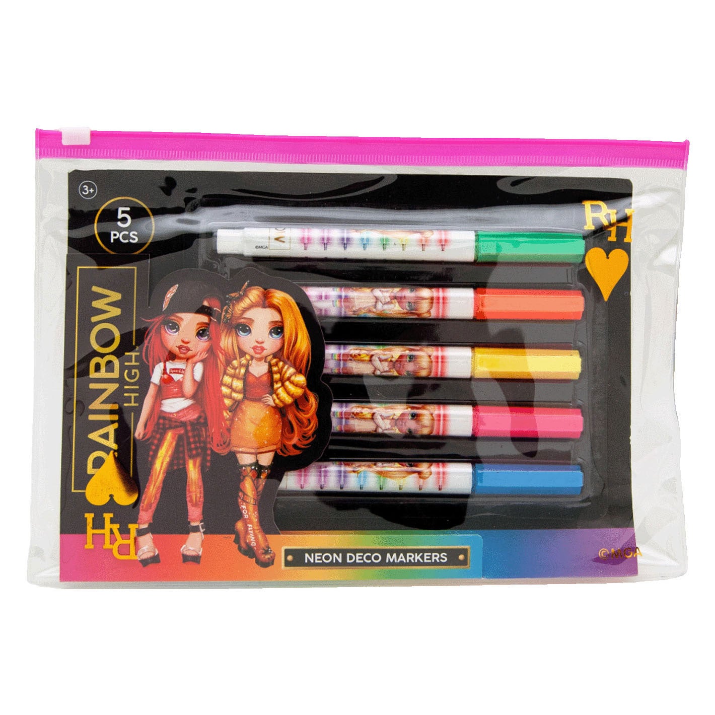 Speelgoedland Rainbow High Neon Filzstifte, 5 Stück.