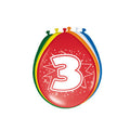 Folat BV Zahlenballons 3 Jahre, 8 Stück.