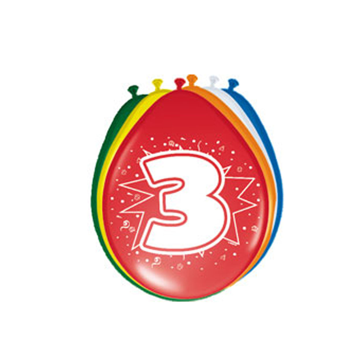 Folat BV Zahlenballons 3 Jahre, 8 Stück.
