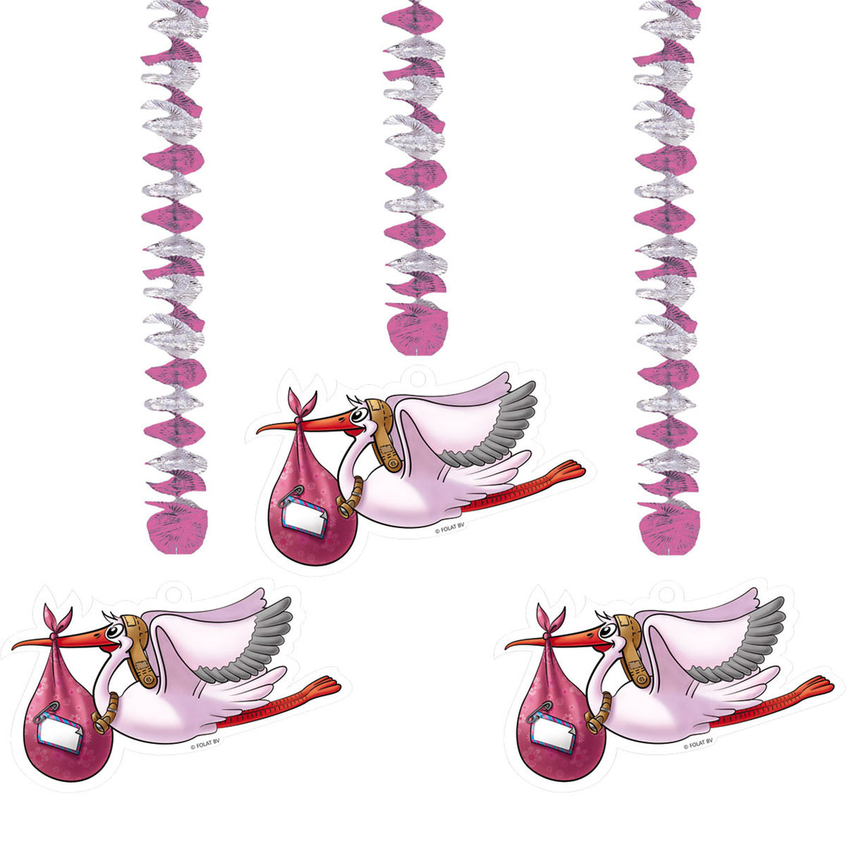 Folat BV Pinke Hängedekoration, 3 Stück.