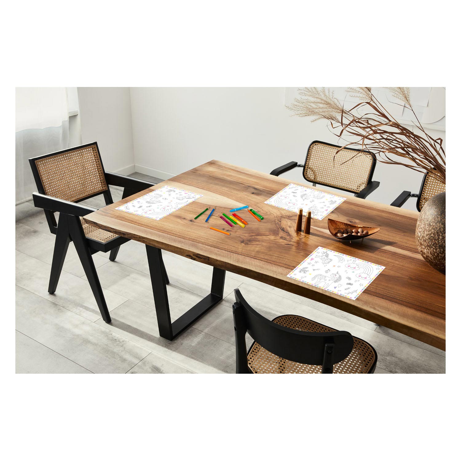 Folat bv inkleurbare placemats unicorns rainbows, 6st.
