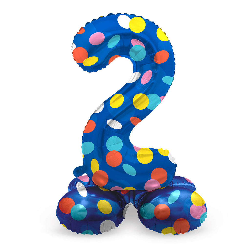 Folat bv staande folieballon colorful dots cijfer 2 - 72cm