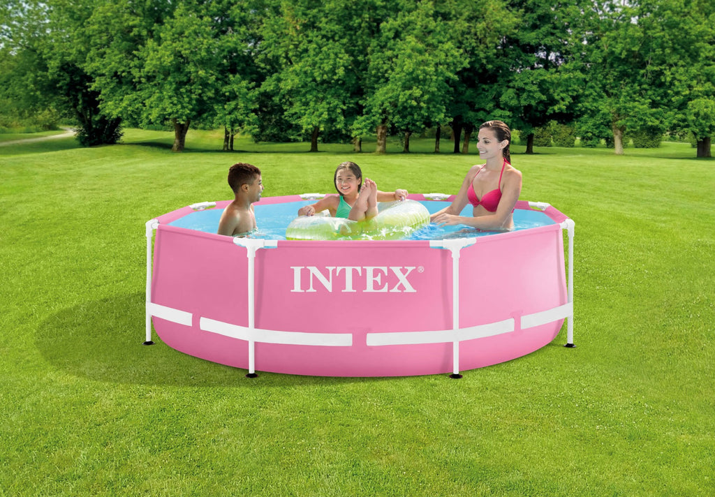 Intex-Schwimmbecken mit rosa Metallrahmen, 244 x 76 cm