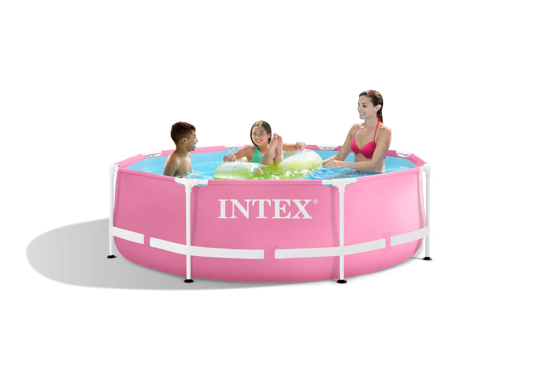 Intex-Schwimmbecken mit rosa Metallrahmen, 244 x 76 cm