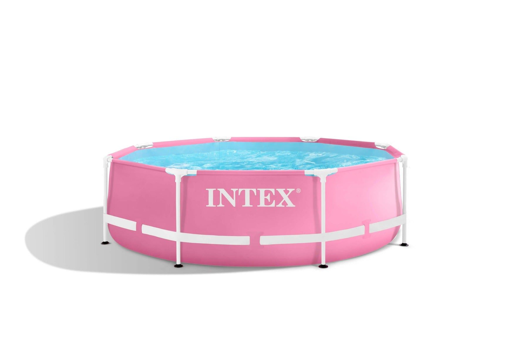Intex-Schwimmbecken mit rosa Metallrahmen, 244 x 76 cm
