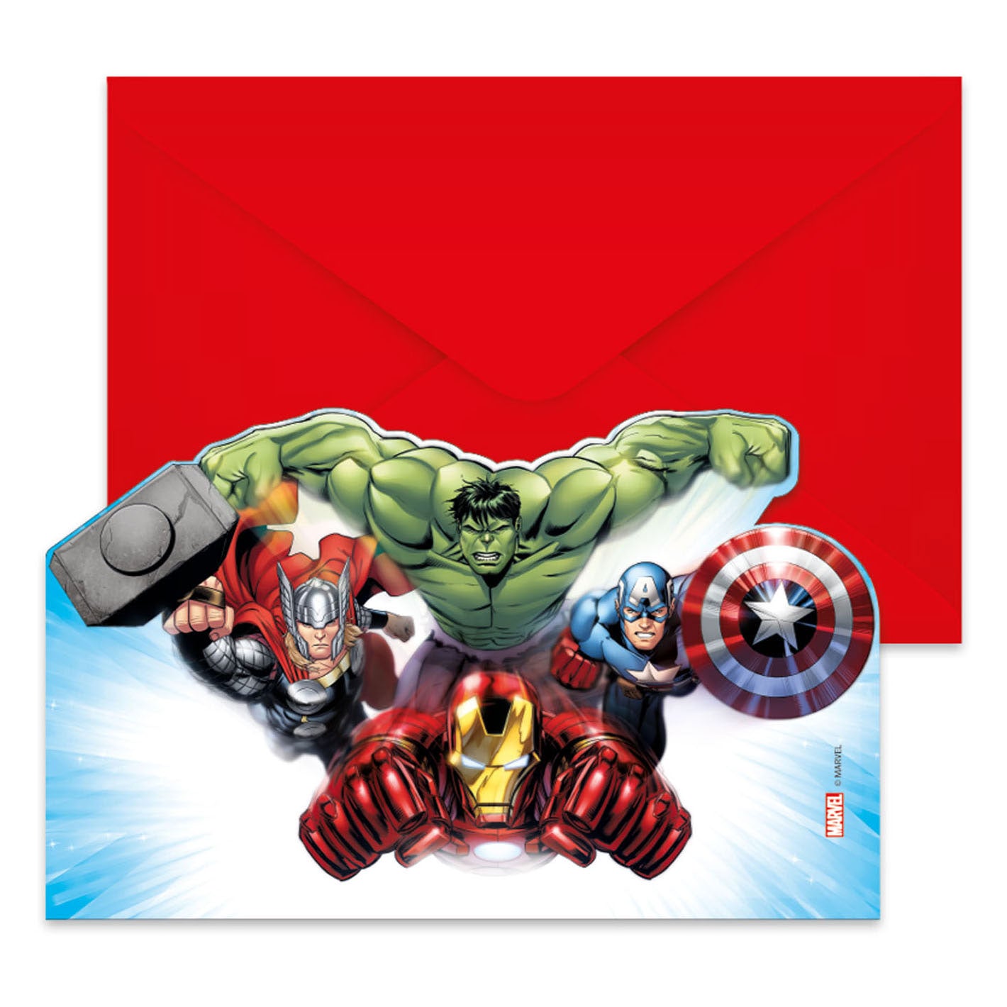 Globos uitnodigingen en enveloppen fsc avengers infinity stones, 6st.