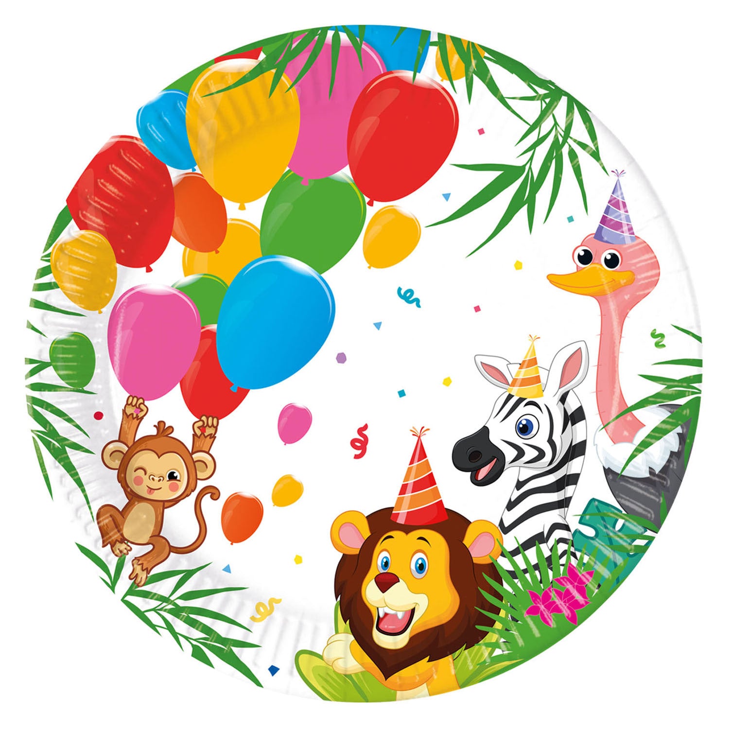 Globos Pappteller FSC Dschungelballons, 8 Stück.