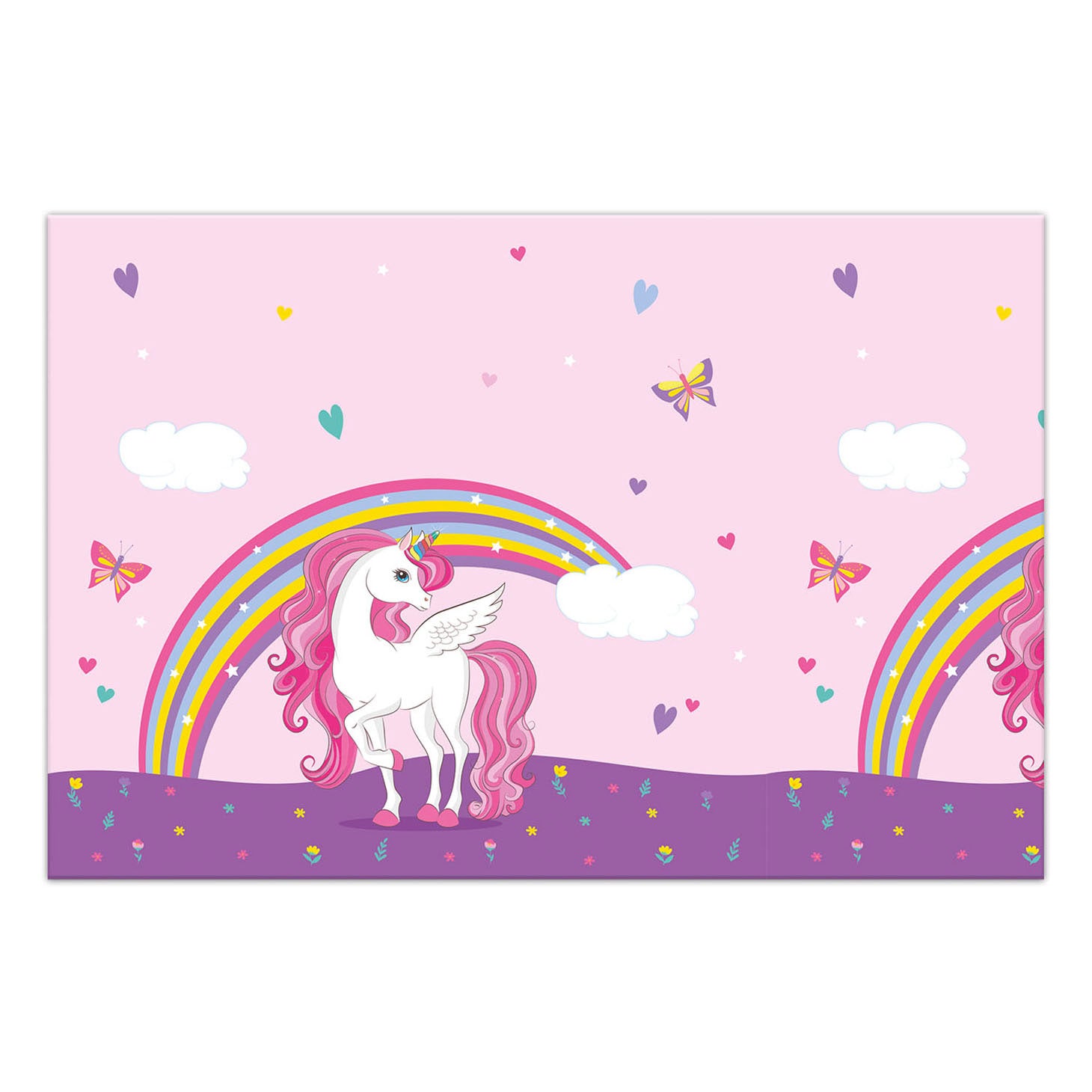 Globos Tischdecke Einhorn Regenbogenfarben, 120x180cm