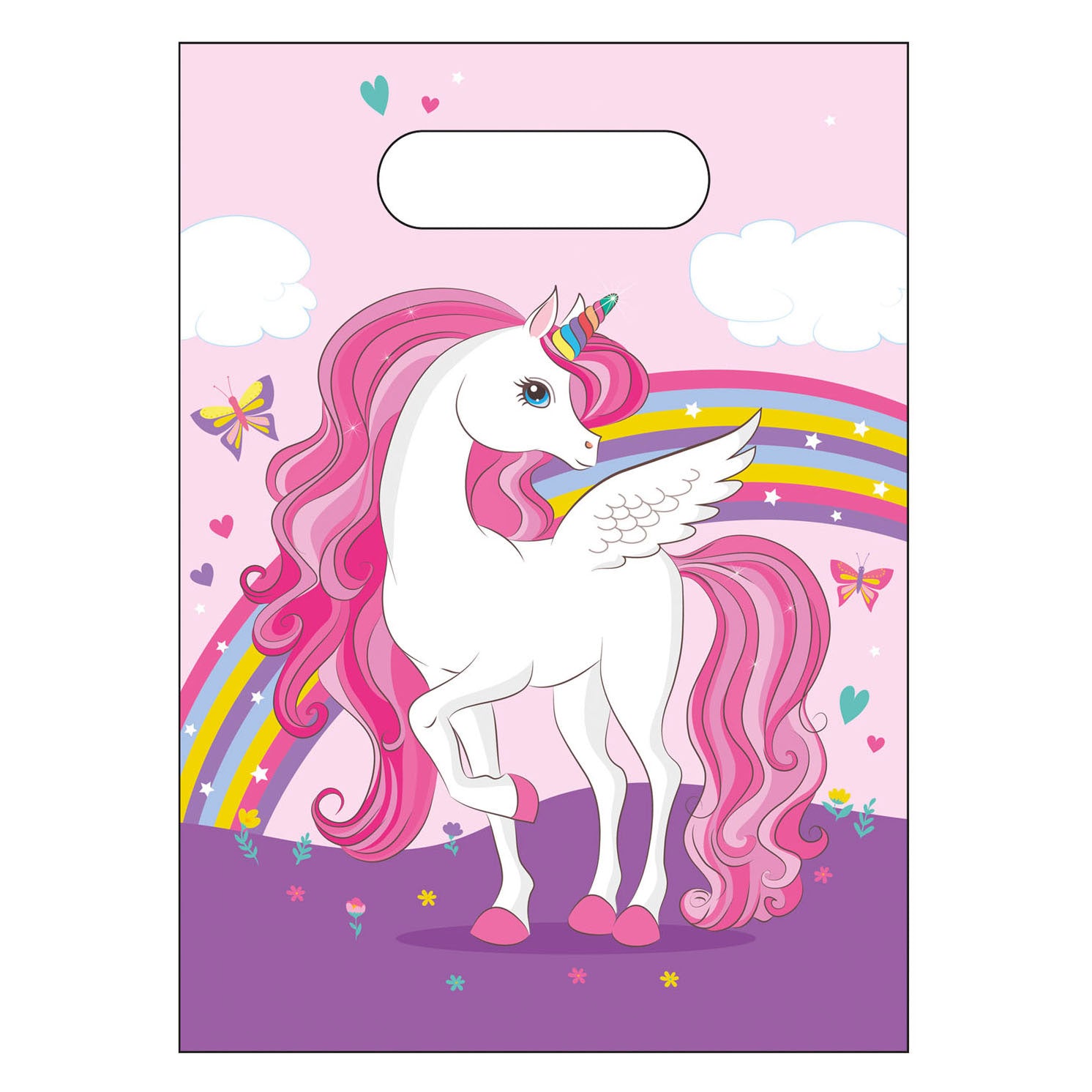 Globos Partytüten Einhorn Regenbogenfarben, 6 Stück.