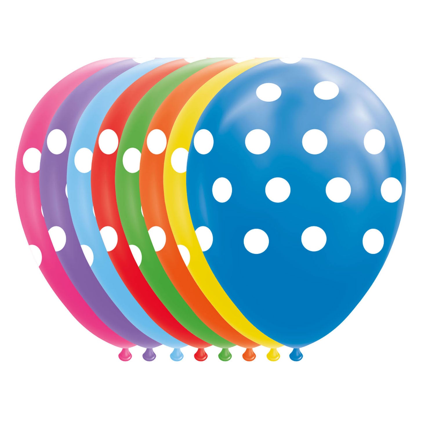 Globos ballonnen stippen mix kleuren 30cm, 8st.