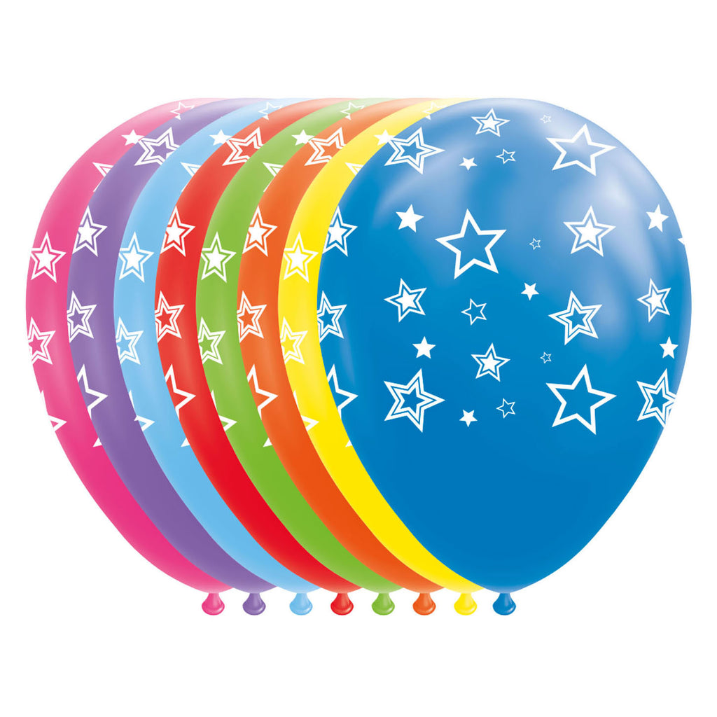 Globos ballonnen sterren mix kleuren 30cm, 8st.