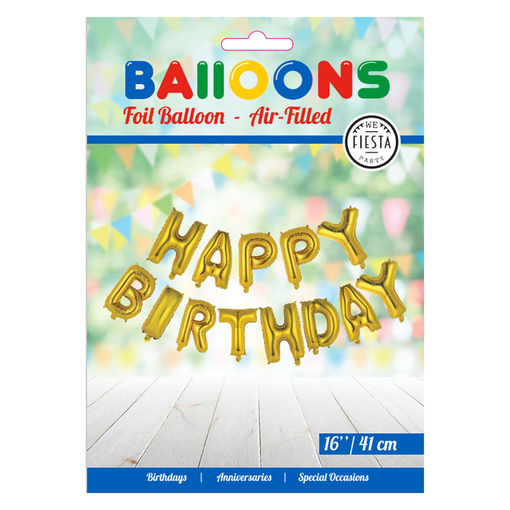 Globos Folienballon Text Happy Birthday Gold