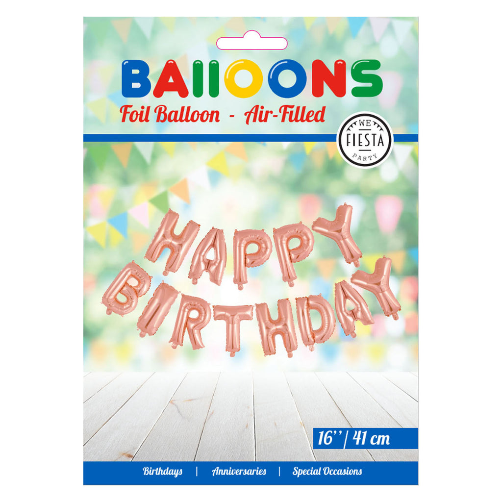 Globos folieballon tekst happy birthday rose goud