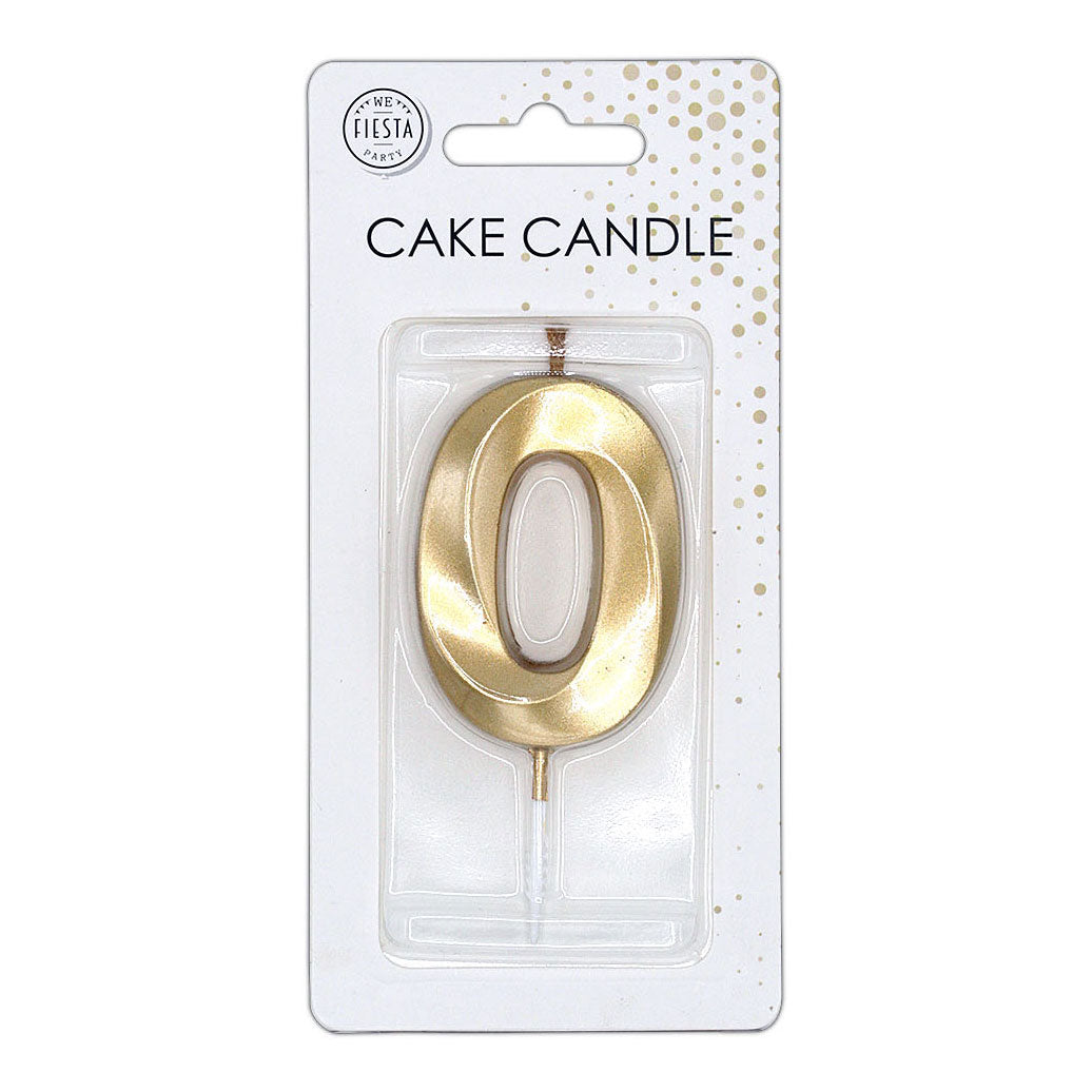 Globos taartkaars 6cm metallic goud no. 0