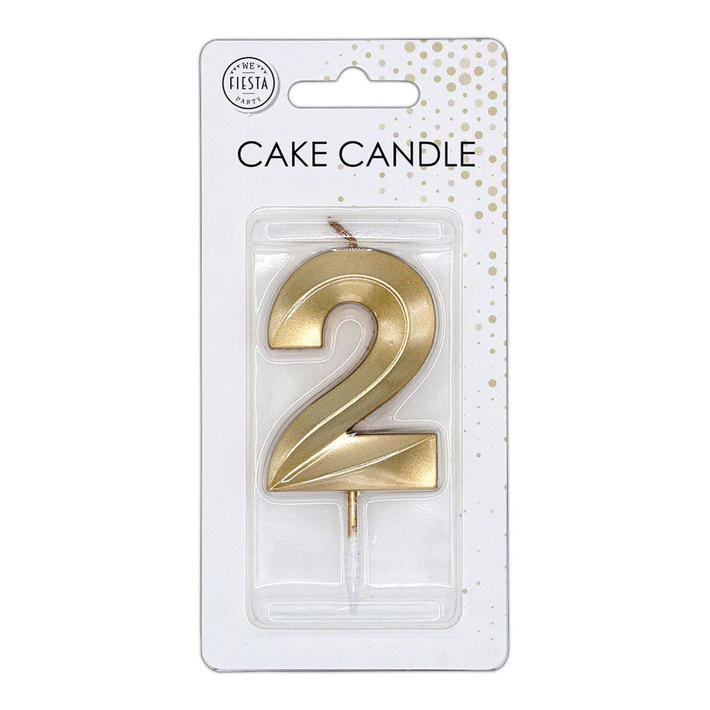 Globos taartkaars 6cm metallic goud no. 2