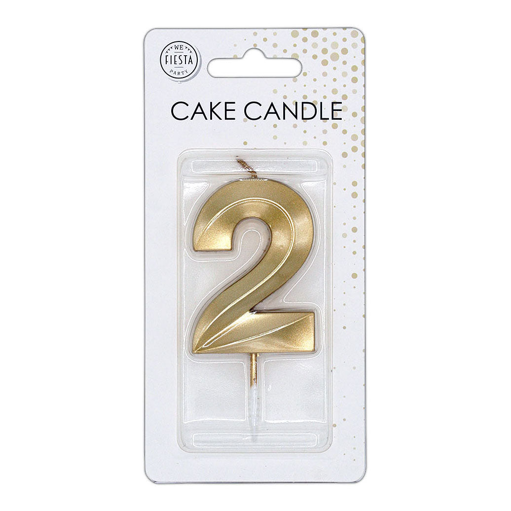 Globos taartkaars 6cm metallic goud no. 2