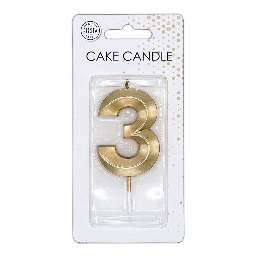 Globos taartkaars 6cm metallic goud no. 3