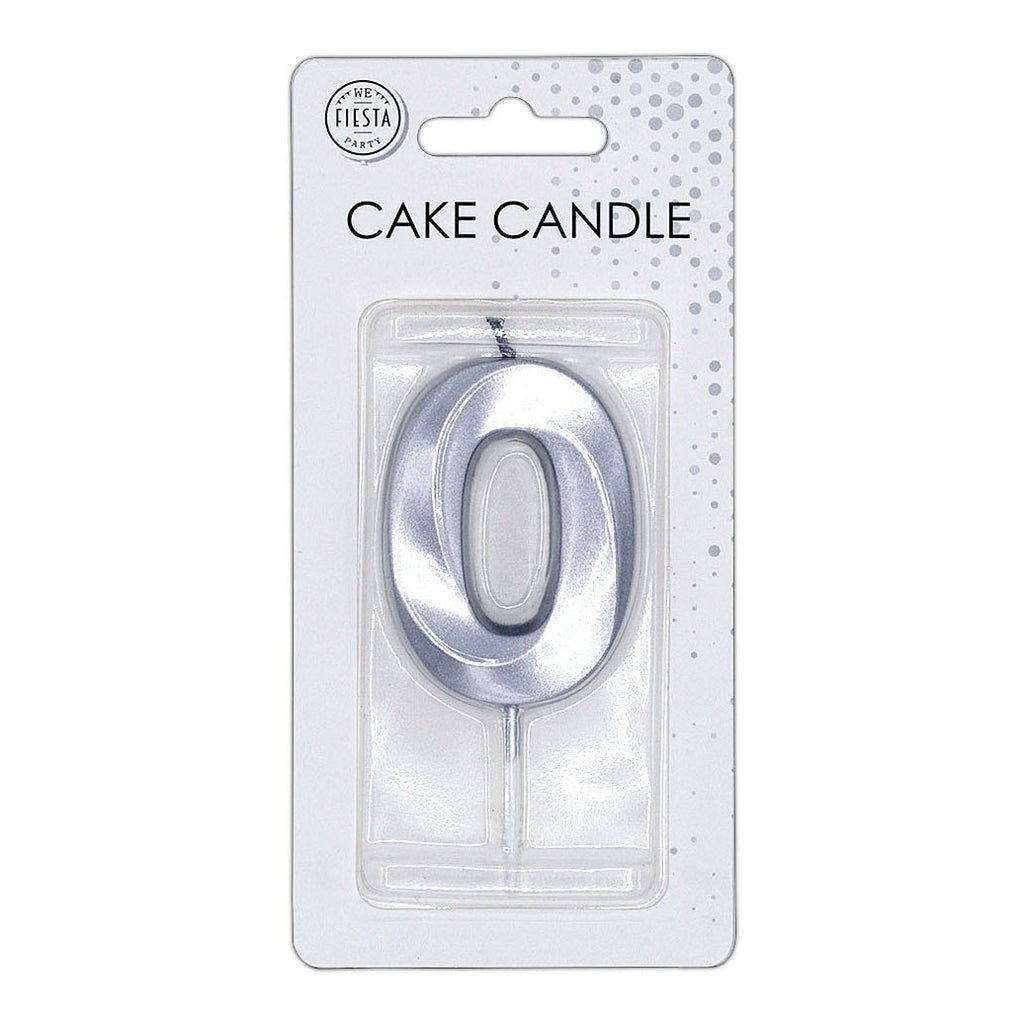 Globos taartkaars 6cm metallic zilver no.0