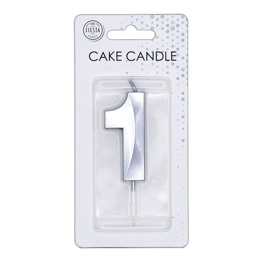Globos taartkaars 6cm metallic zilver no.1