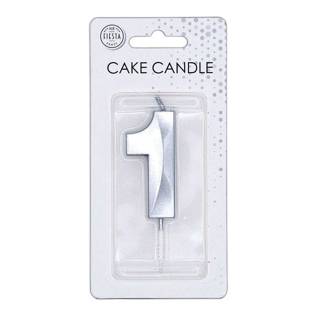 Globos taartkaars 6cm metallic zilver no.1
