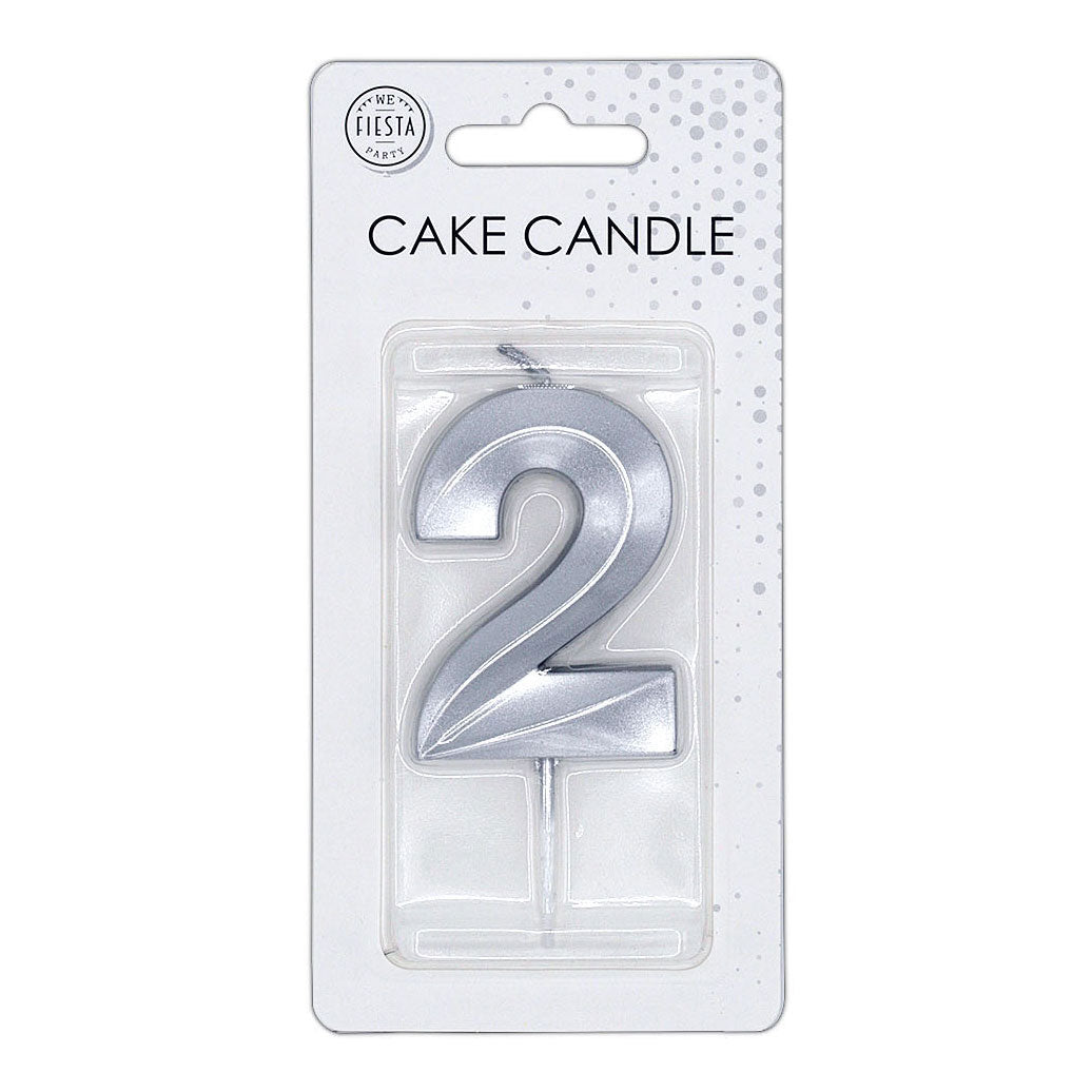 Globos taartkaars 6cm metallic zilver no.2