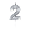 Globos taartkaars 6cm metallic zilver no.2