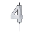 Globos taartkaars 6cm metallic zilver no.4