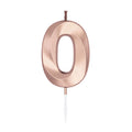 Globos taartkaars 6cm metallic rose goud no. 0