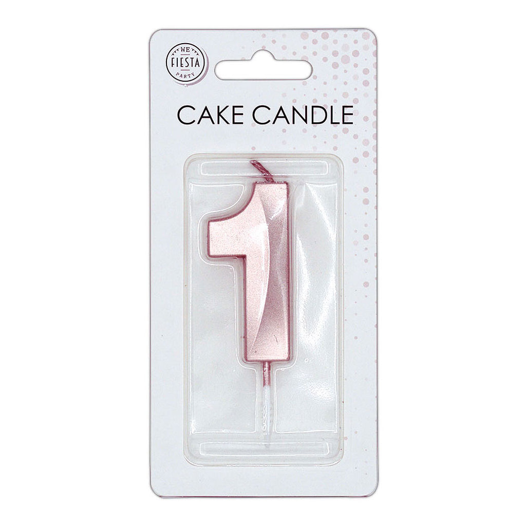 Globos taartkaars 6cm metallic rose goud no. 1