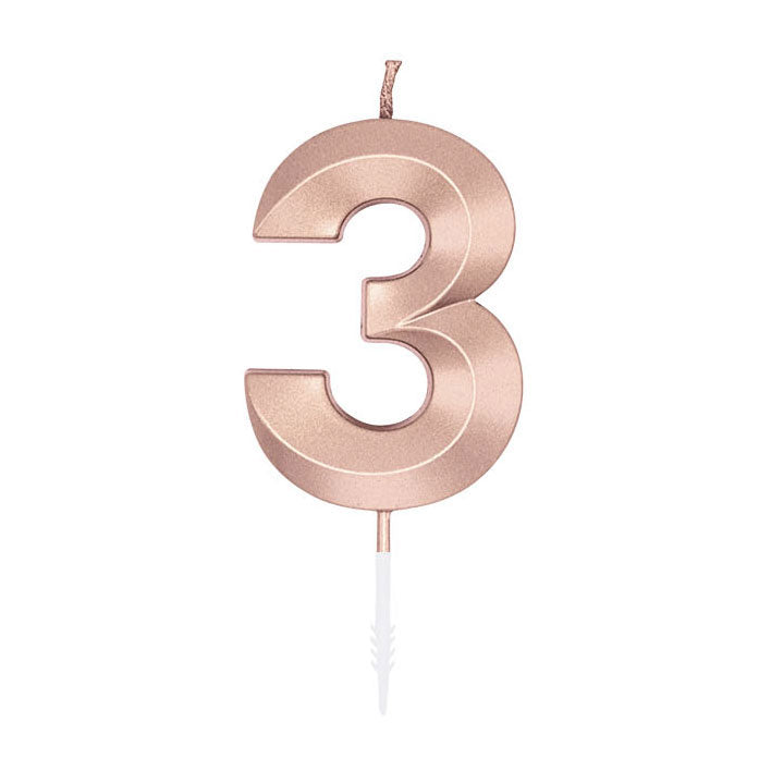 Globos taartkaars 6cm metallic rose goud no. 3