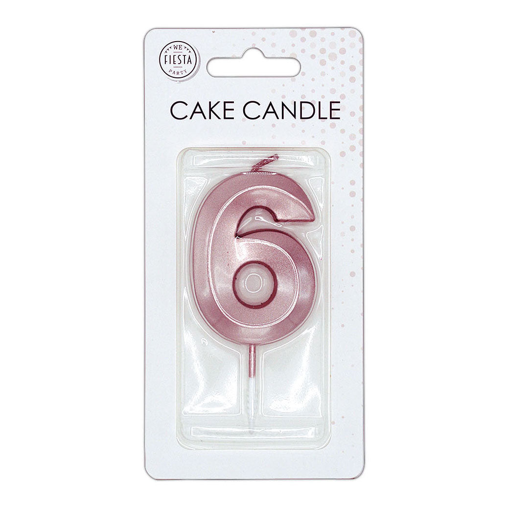 Globos taartkaars 6cm metallic rose goud no. 6