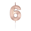 Globos taartkaars 6cm metallic rose goud no. 6