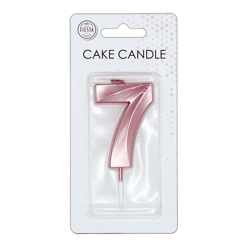 Globos taartkaars 6cm metallic rose goud no. 7