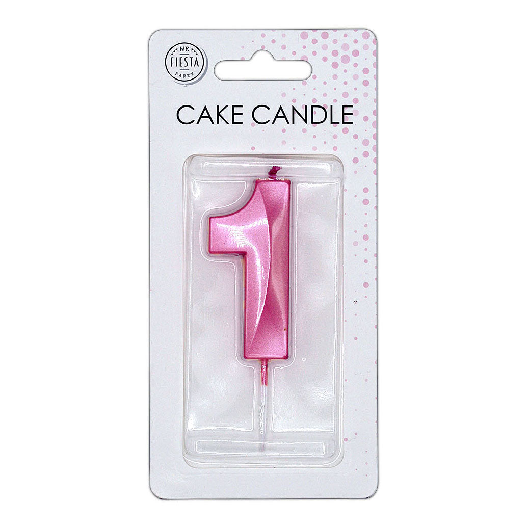 Globos taartkaars 6cm metallic licht roze no. 1