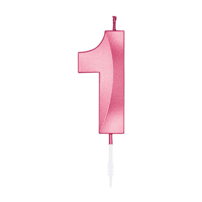Globos taartkaars 6cm metallic licht roze no. 1