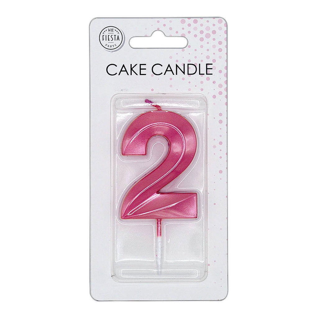 Globos taartkaars 6cm metallic licht roze no. 2