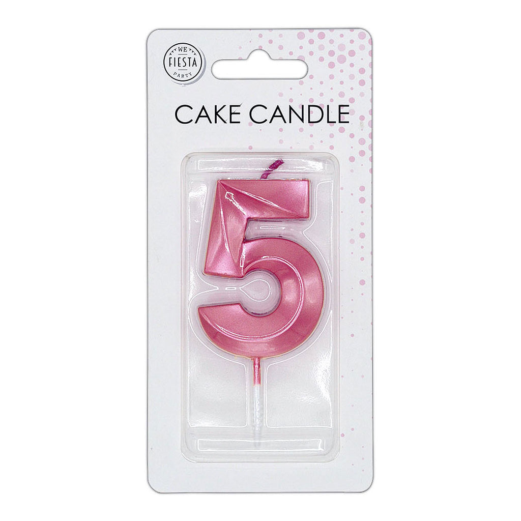 Globos taartkaars 6cm metallic licht roze no. 5