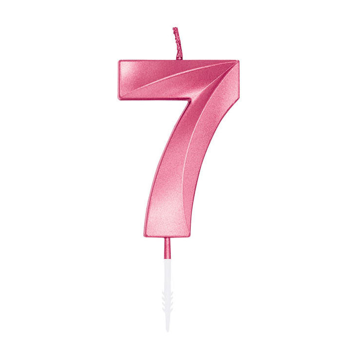 Globos taartkaars 6cm metallic licht roze no. 7