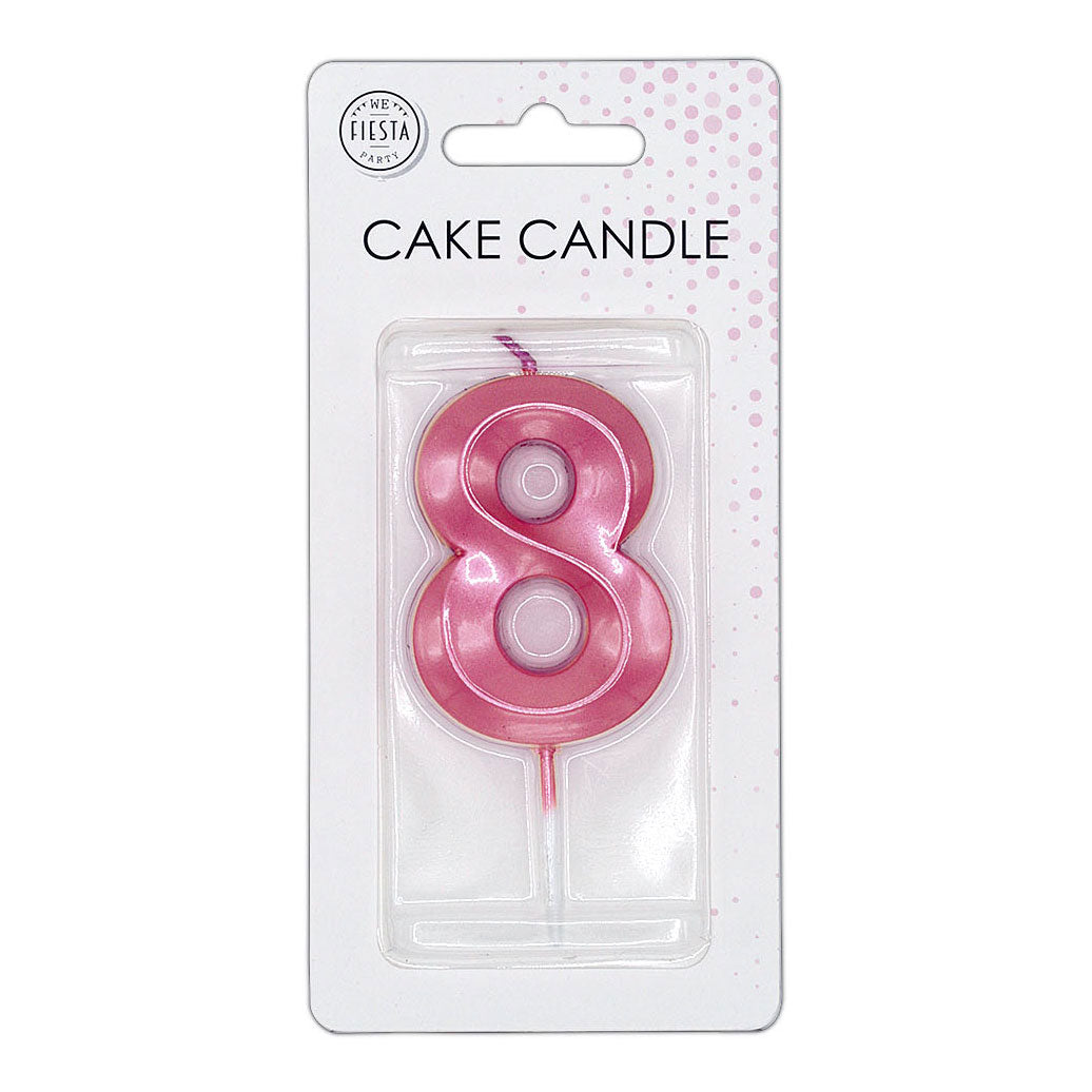 Globos taartkaars 6cm metallic licht roze no. 8