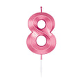 Globos taartkaars 6cm metallic licht roze no. 8