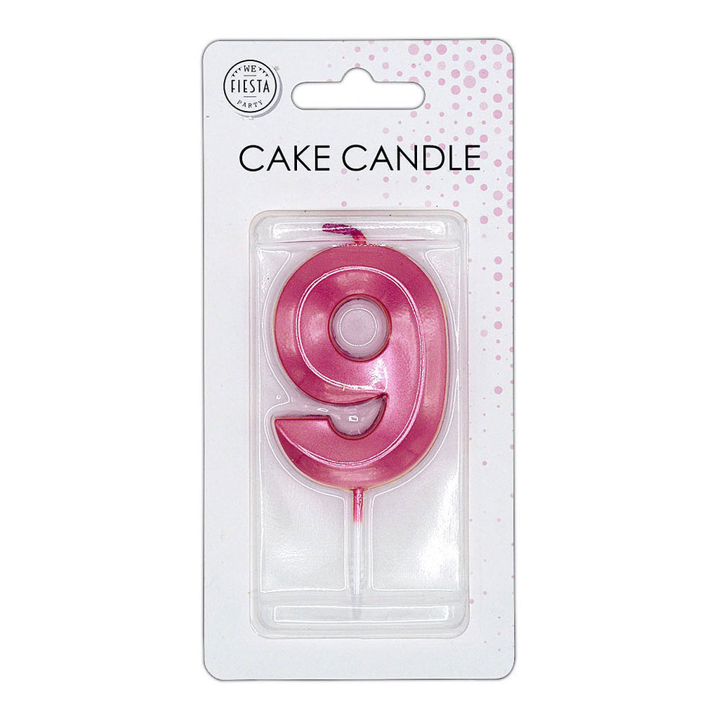 Globos taartkaars 6cm metallic licht roze no. 9